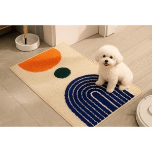 Zarkea™ 18" x 27" Modern Abstract Rug - Non-Slip Microfiber, Machine Washable for Bathroom, Pet & Indoor/Outdoor Use - 1 of 4