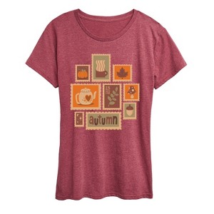 Women's - Instant Message - Fall Stamp Cluster Short Sleeve Graphic T-Shirt - 1 of 4