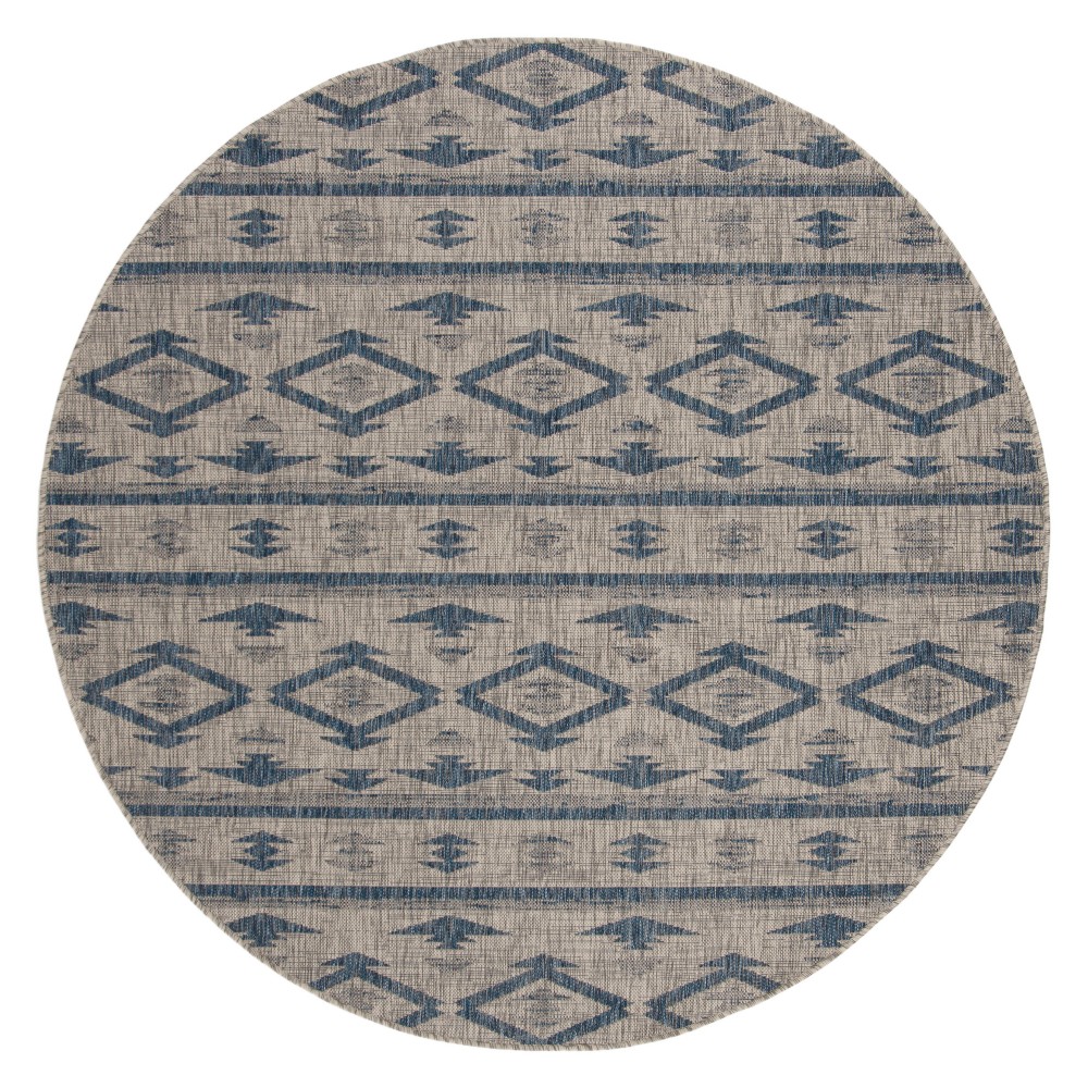 Yarrow Round 6'7in Indoor/Outdoor Rug - Navy/Gray - Safavieh