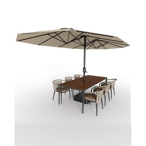 15FT Large Patio Umbrella with Lights, 36 Lights Double-Sided Patio Umbrella with Weighted Base for Poolside Garden Backyard - 1 of 4