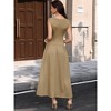 INSPIRE CHIC Women's Crew Collar High Waist Sleeveless Side Pockets Casual Work A-Line Maxi Dresses - 3 of 4