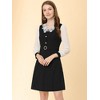 Allegra K Women's V Neck Button Decor Elegant Contract Panel Mini Dress - 3 of 4