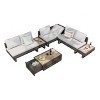 CAVINAS 6-Piece Patio Seating Sets, with Extendable Coffee Table with Ice Bucket, Conversation Set with Side Table and Deep Cushions, Gray - 4 of 4