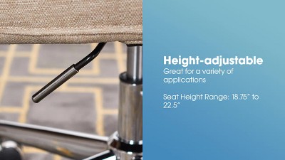 Stoneware Beige Twill Fabric Swivel Office Chair with Fixed Arms