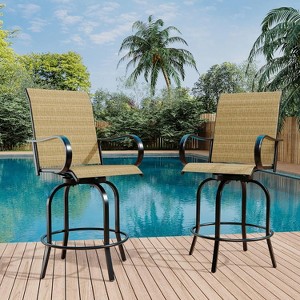Outdoor Swivel Bar Stools, Patio Swivel Bar Stools Chair, All Weather High Back and Armrest Patio Chairs for Deck Lawn Garden Backyard - 1 of 4