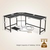 Costway L-shaped Gaming Desk Computer Desk with CPU Stand Power Outlets Rustic Brown/Black - 3 of 4