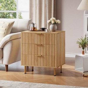GAOMON 3 Drawer Dresser for Bedroom, Fluted Modern Nightstand with Deep Drawers, Chest of Drawers - 1 of 4