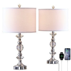 Maxax Nickel Crystal Table Lamp, Modern Elegent Desk Lamp with USB Type-C Ports for Bedroom Nightstand, Living Room - 1 of 4