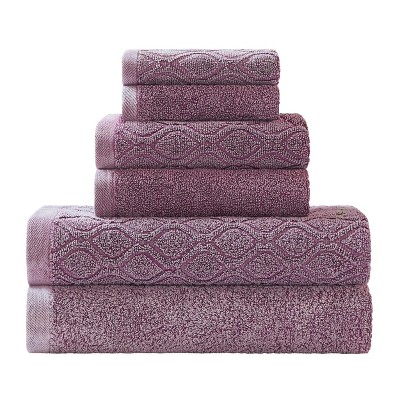 Diamond Jacquard Towels 6 Piece Bath Towel Set, Lavender