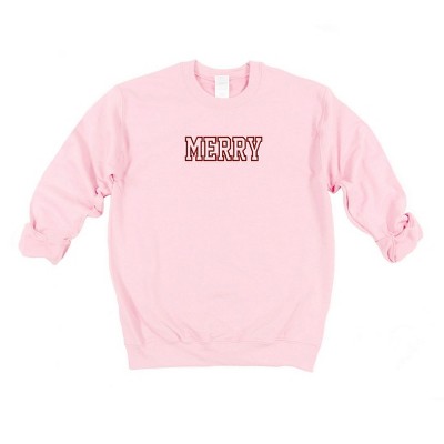 Simply Sage Market Women's Graphic Sweatshirt Embroidered Merry -Red Ink
