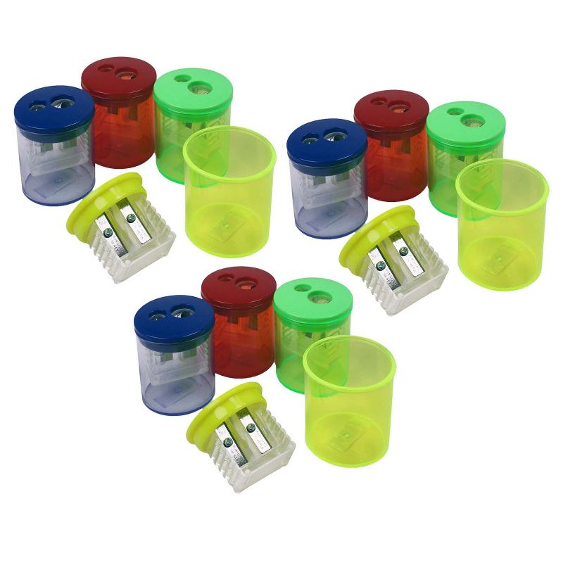 Eisen Two-Hole Pencil Sharpener, Assorted Colors, Pack of 12, 1 of 5