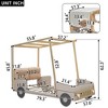 Wood Car Bed with Pillow, Ceiling Cloth and LED, Natural - 2 of 4