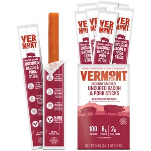 Snack Sticks by Vermont Smoke & Cure – Hickory Smoked Bacon  Pork – Healthy Meat Protein – 1oz Jerky Stick – 24 count carton - 1 of 4