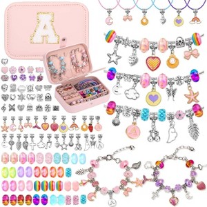 Charm Bracelet Making Kit with 140 Count Beads and Portable Bracelet Box, DIY Jewelry Craft Gift - 1 of 4
