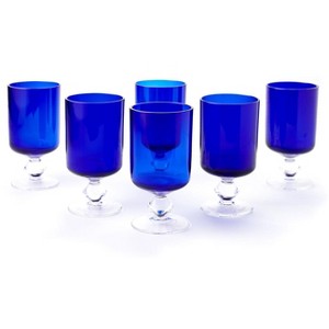 Blue Rose Polish Pottery 8oz. Cobalt Hurricane Wine Glass - Set of 6 - 1 of 1