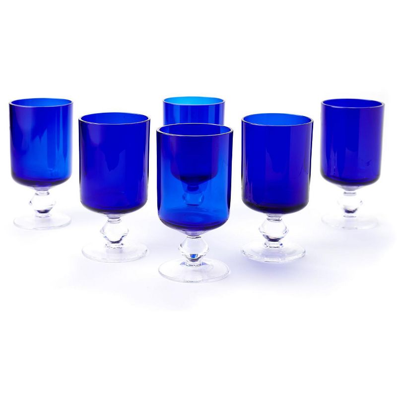 Blue Rose Polish Pottery 8oz. Cobalt Hurricane Wine Glass - Set of 6, 1 of 2