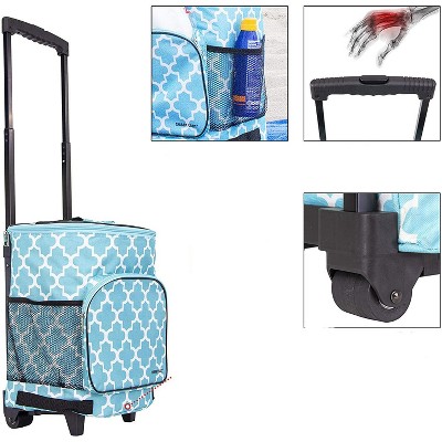 Blue Moroccan Tile Insulated Rolling Cooler with Wheels