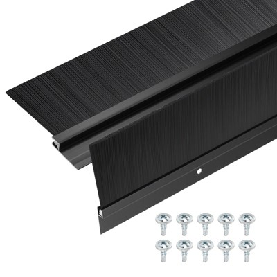 Unique Bargains Aluminum Nylon Door Brush Bottom Sweeps 35.46" x 3.07" Black 2 Pcs