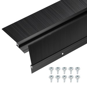Unique Bargains Aluminum Nylon Door Brush Bottom Sweeps 35.46" x 3.07" Black 2 Pcs - 1 of 4