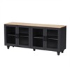 CLIHOME Farmhouse TV Stand with Tempered Glass Doors for TVs Up to 70", Versatile Sideboard with Adjustable Shelves - 3 of 4
