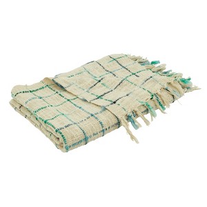Saro Lifestyle Throw Blanket with Cross Hatch Design, Blue, 50"x60" - 1 of 4