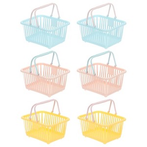 Unique Bargains Plastic Grocery Shopping Toy Organizing Mini Decorative Baskets 6.3" x 3.5" x 5.1" 6 Pcs - 1 of 4