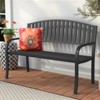 Huxxion 50" Outdoor Garden Bench, Iron Metal Frame Patio Bench with Backrest Armrests, Weatherproof Anti-Rust Outdoor Bench - 3 of 4