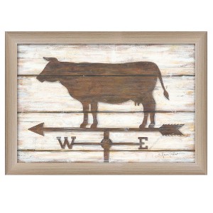 Gulches Series "Farmhouse Cow" in by Annie LaPoint 1 Piece Beige Frame Printed Wall Art Rustic Poster Art Print 15 in. x 1 in. - 1 of 3