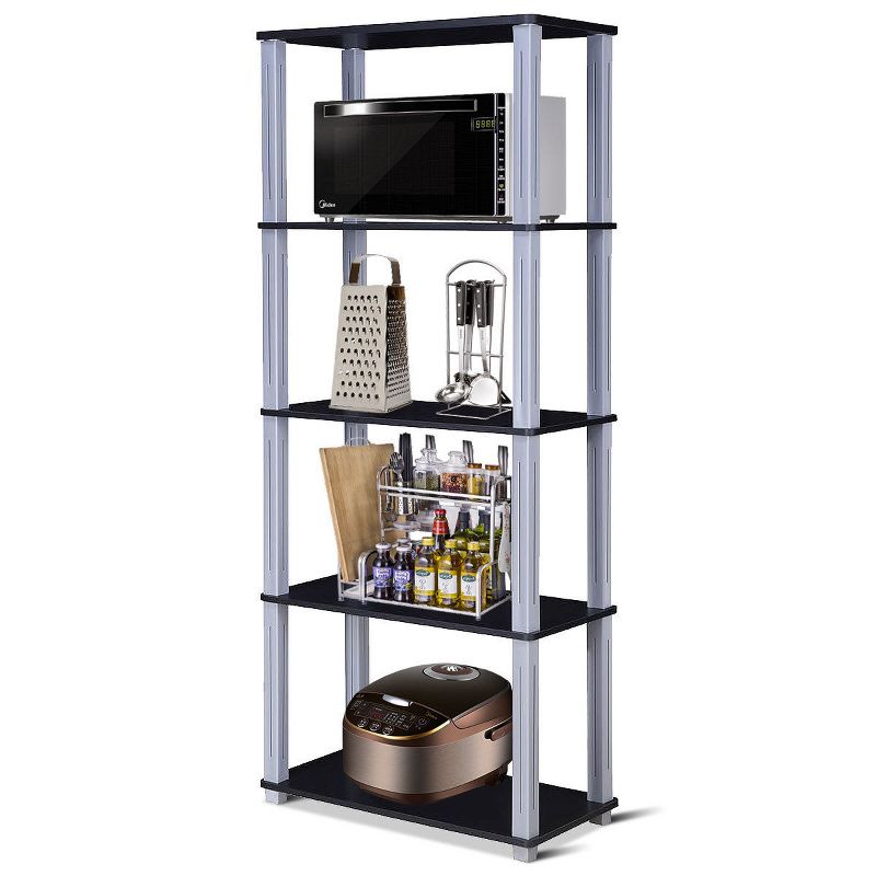 Costway 5-Tier Multi-Functional Storage Shelves Rack Display Bookcase Home Furni Black, 3 of 10