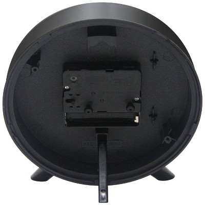 Black Plastic 5.75" Tabletop Alarm Clock with White Face