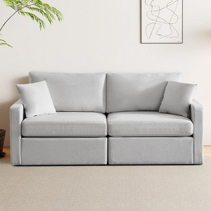 Vipbear 68" Sofa, Velvet Recliner Sofa for Small Spaces, Solid Wood Legs Mid-Century Modern Sectional Sofa for Apartments - 1 of 4