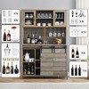 70'' Tall Coffee Bar Cabinet with Sliding Doors, Farmhouse Kitchen Hutch with Bottle Rack & Open Shelves, Buffet Cabinet for Dining Room, Kitchen - 4 of 4