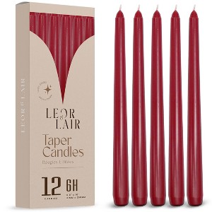 Leor & Lair Taper Candles - 12 Pack - 10" Tall Candlesticks for Dinner, Home Decor, Holiday, Wedding - 1 of 3