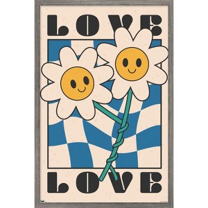 Trends International Smile Face - Love Flowers Framed Wall Poster Prints - 1 of 4