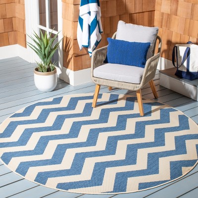 Blue Beacon 47" Round Synthetic Easy-Care Indoor/Outdoor Rug