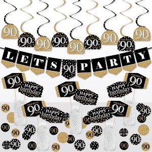 Big Dot of Happiness Adult 90th Birthday - Gold - Birthday Party Supplies Decoration Kit - Decor Galore Party Pack - 51 Pieces - 1 of 4
