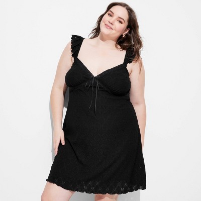 Women's Ruffle Sleeve Eyelet Mini A-Line Dress - Wild Fable™