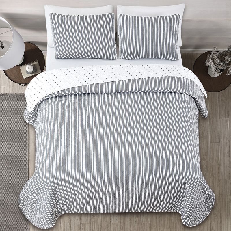 Market & Place Nora Striped Reversible Quilt Set, 3 of 7