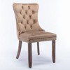 Kumasinova Set of 2 Upholstered Velvet Dining Chairs with High Backrest, Solid Wood Kitchen Chairs with Decorative Rivets, Modern Armless Chairs - 2 of 4