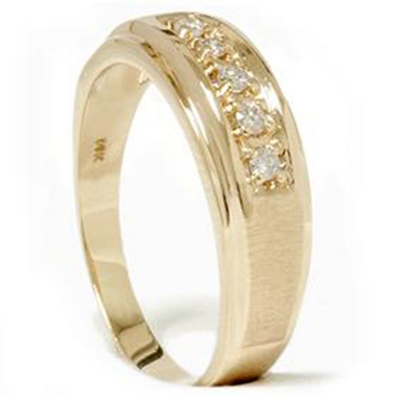 Pompeii3 Mens 1/6ct 14K Yellow Gold Diamond Wedding Ring Band, 3 of 5