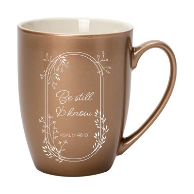 Elanze Designs Be Still And Know Bronze 10 ounce New Bone China Coffee Cup Mug