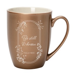Elanze Designs Be Still And Know Bronze 10 ounce New Bone China Coffee Cup Mug - 1 of 4