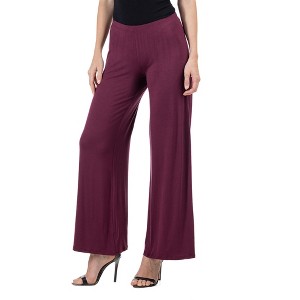 Womens Comfortable Solid Color Palazzo Pants - 24seven Comfort Apparel™ - 1 of 4