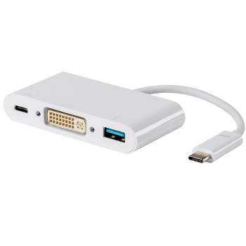 Monoprice USB-C DVI Multiport Adapter - White, With USB 3.0 Connectivity & Mirror Display Resolutions Up To 1080p @ 60hz - Select Series