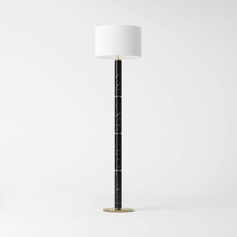 Faux Marble Stick Floor Lamp Black (includes Led Light Bulb