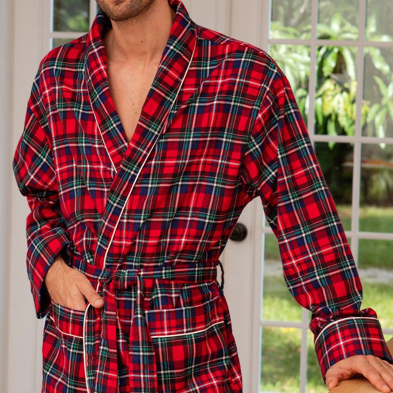 Men's Lightweight Flannel Robe, Soft Cotton, 5 of 6
