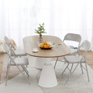 Folding Chairs Set of 4 - Heavy Duty Commercial Stackable Chairs with 350lb Capacity, Orange Metal Frame for Wedding, Party, Office & Patio - 1 of 4