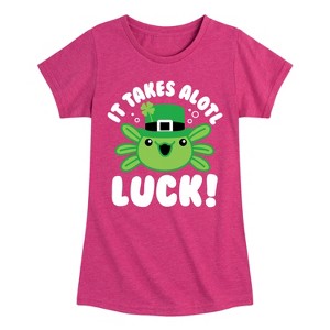 Girls' - Instant Message - St. Patrick's Day It Takes Alotl Luck Fitted Short Sleeve Graphic T-Shirt - 1 of 4