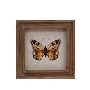 VIP Wood 9.5 in. Brown Square Framed Butterfly Art Print - 1 of 2