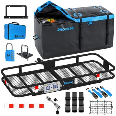 Mockins 60"x24"x6" Tow Hitch Cargo Rack with 25 Cu.Ft. Cargo Bag and Luggage Carrier Accessories